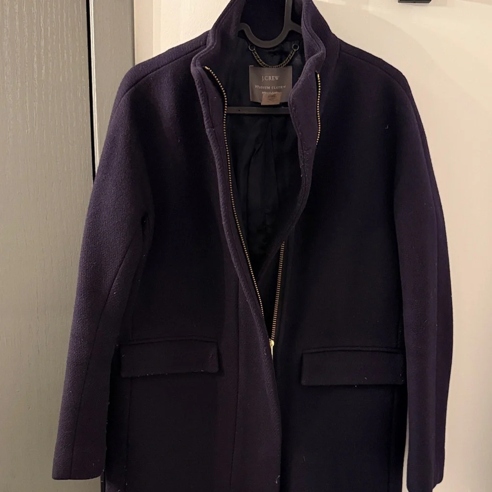 JCrew Navy Wool Coat - Classic Stand Collar Jacket - Picture 3 of 5